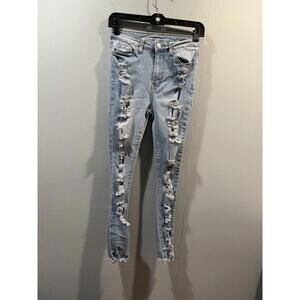 Womens SHEIN Distressed Jeans Size XS Light Blue